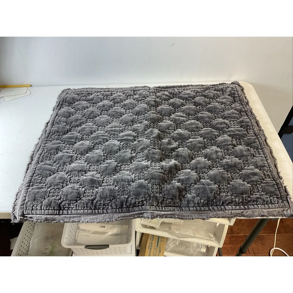 Set/2 Pottery Barn Velvet Lattice Stitch Quilted Sham Standard Gray Charcoal